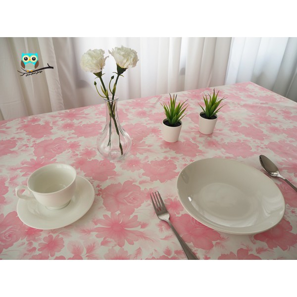 ผ้าปูโต๊ะพลาสติก PVC หนาพิเศษ - ลายดอกกุหลาบ(137x182 CM)