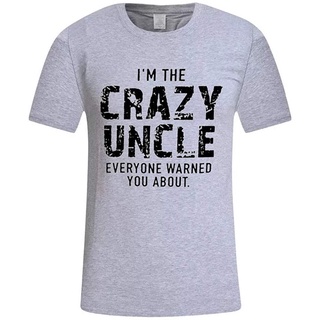 ผ้าฝ้าย 100%100%cotton เสื้อยืดคอวีผู้ชาย Jing Tees Mens I M The Crazy Uncle Printed Cotton Cal T-Shirts men เสื้อ ยืด