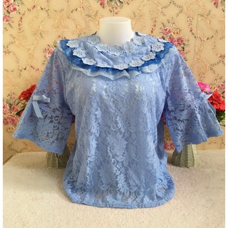 เสื้อลูกไม้ อก42-44 #เสื้อลูกไม้สาวอวบ#แขนสามส่วน#รุ่น777-780