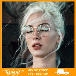 【HENGHA】【พร้อมสต็อก】INS แฟชั่นย้อนยุคแว่นตากลมผู้หญิง / ผู้ชาย