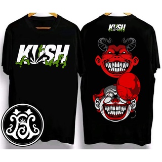 เสื้อตราหานคู่ - KUSH รอยยิ้มปีศาจที่มีสีสันการออกแบบด้านหน้าเสื้อยืด Unisex เสื้อยืดเสื้อยืด