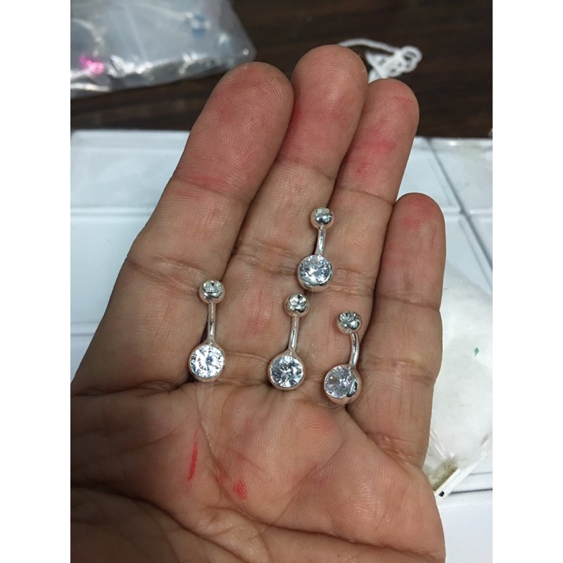 จิวสะดือเงินแท้ก้านสั้นขนาด6-8มิลPiercing/Belly Bar/Body