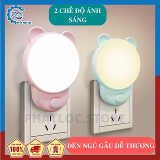 Đèn ngủ cắm tường hình gấu dễ thương - 2 tông màu ấm dịu mắt