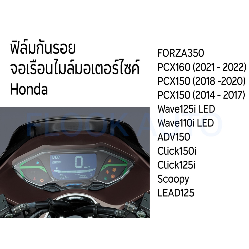 ฟิล์มกันรอยจอเรือนไมล์มอเตอร์ไซค์ Honda PCX160 / FORZA / PCX150 / ADV150 / Wave125i LED / Wave110i LED / Scoopy i / LEAD