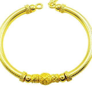 Tfine กำไลข้อมือสุโขทัยหลอดตัดลาย2บาทชุบทอง