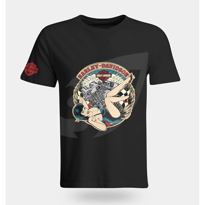 เสื้อยืดผ้าฝ้าย Harley Davidson Pin-up VTwin