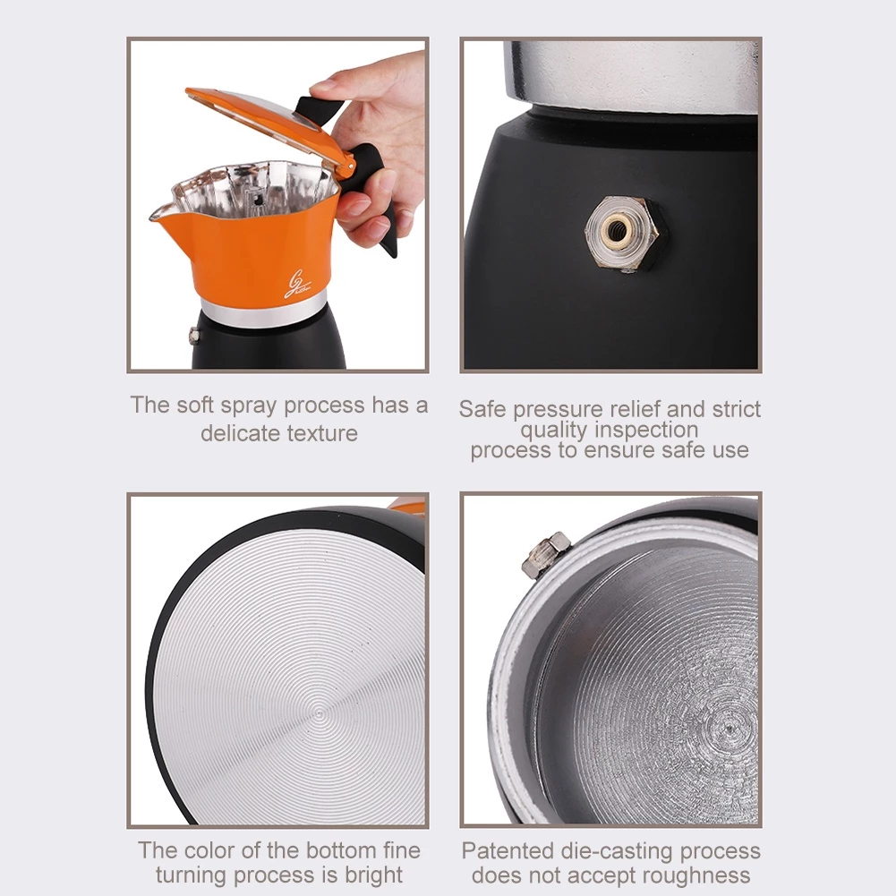 จัดส่งทันที 150/300ML Moka Pot กาต้มกาแฟสดพกพา หม้อต้มกาแฟ ทรงแปดเหลี่ยม (ด้ามจับเป็นพลาสติกลายไม้) thumbnail 8
