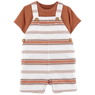 Carters Short Overalls+T Shirt 2Pc Brown L8 คาร์เตอร์เสื้อผ้าชุดเซทเอี๊ยมผ้าพร้อมเสื้อ