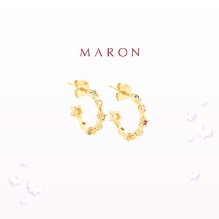 MARON - Nine Lucky Stars Earring ชุบสี 18K Gold ต่างหูนพเก้า ต่างหูดาวนพเก้า เสริมดวง เงินแท้925