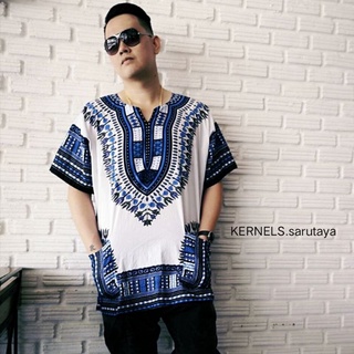 เสื้อจังโก้ โบฮีเมียน หญิง ชาย ชนเผ่า สงกรานต์ พื้นเมือง Kernels Sarutaya Cotton Shirt Dashiki Boho Unisex Hiphop