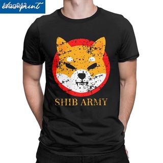 ♗Shib Army Shiba Inu Token Doge Crypto Coin Cryptocurrency Graphic เสื้อผู้ชาย Tee แฟชั่นแขนสั้นผ้าฝ้าย 100% Personal Cu