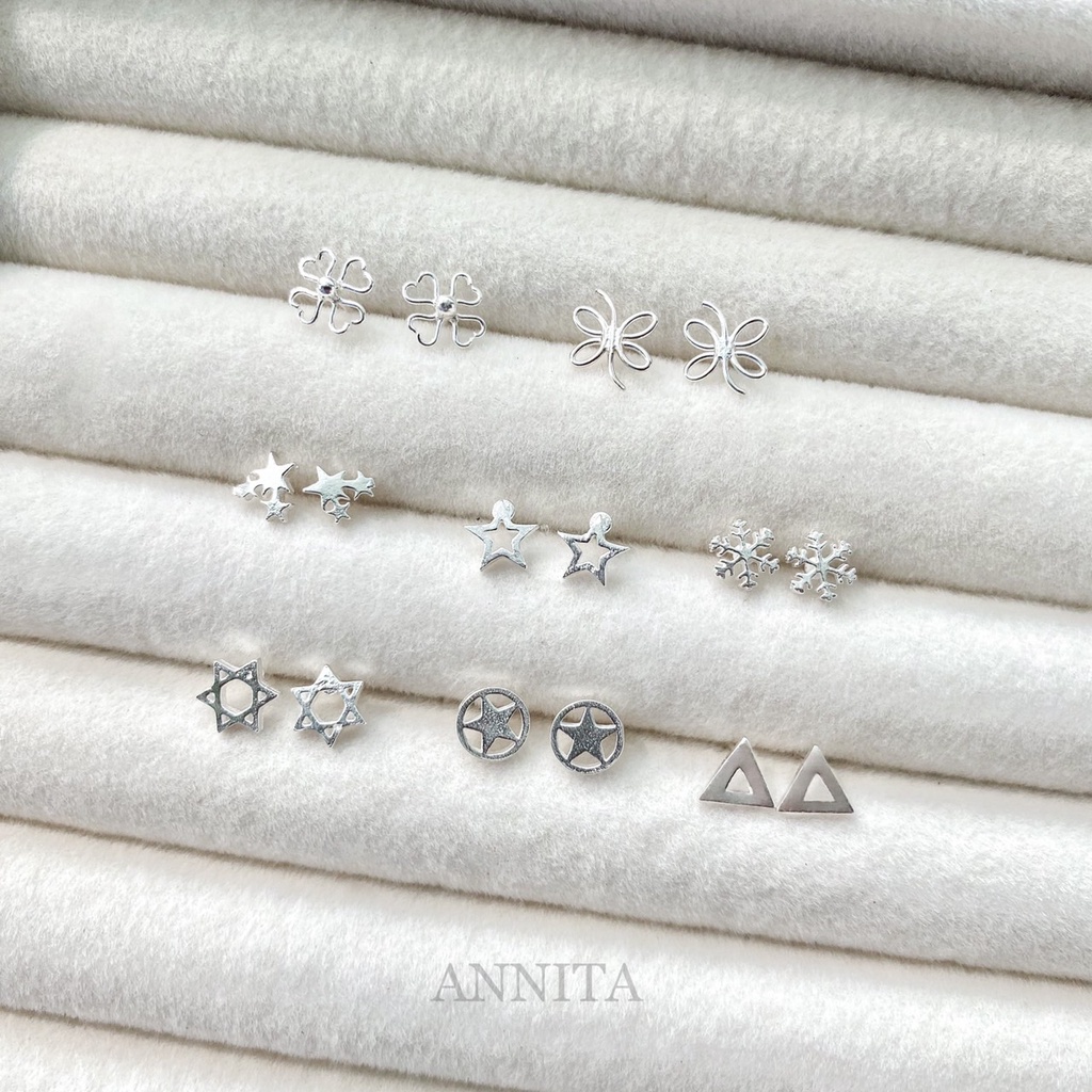 annita.silver - Sterling Silver cute Studs earring / ต่างหูเงินแท้925 เหมาะกับคนแพ้ง่าย ต่างหูเงินแท้