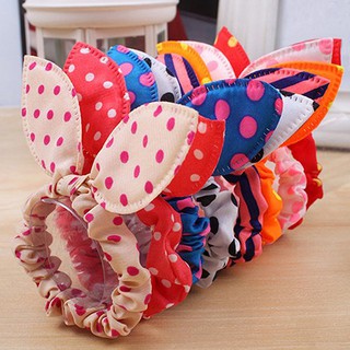 10Pcs สาวกระต่ายหูจุด Polka พิมพ์ผม Tie วงเครื่องประดับผู้ถือหางม้า