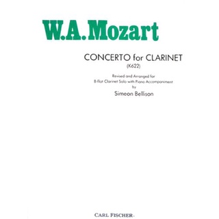 (SALES)W.A. Mozart: Concerto for Clarinet [K622] Revised and Arranged for B-flat Clarinet Solo with Piano A