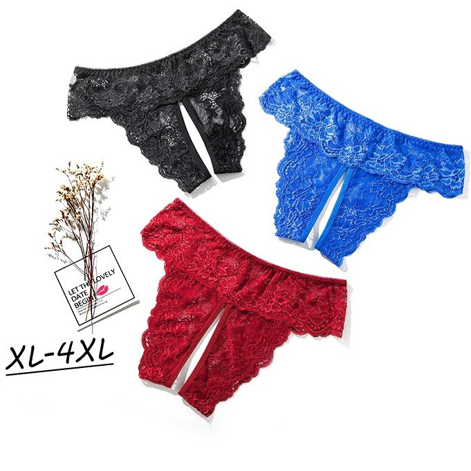 【 45 กก. -110 กก. XL XXL 3XL 4XL 】กางเกงชั้นใน แต่งลูกไม้ พลัสไซซ์ สําหรับผู้หญิง ZC092#-5009