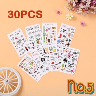 No.5 (30 ขิ้น) TATTOO แทททูฮยอนอา สติ๊กเกอร์ Sticker มินิมอล เครื่องเขียน ของตกแต่ง พร้อมส่ง แทททูกันน้ำ แทททูน่ารักๆ