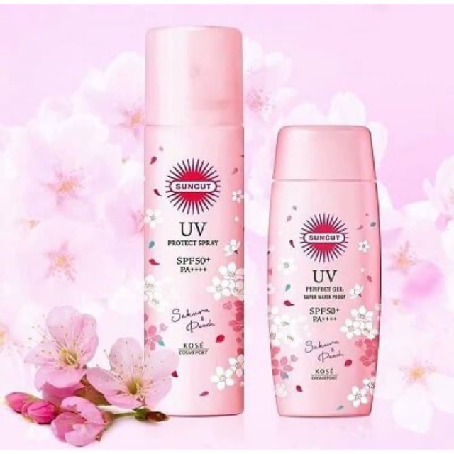 🇯🇵 KOSE SUNCUT Sakura UV Perfect Gel/ Spray  SPF50 PA++++ เจล/สเปรย์ กันแดดซากุระ พีข