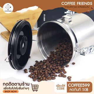 พร้อมส่งที่ไทย โถเก็บเม็ดกาแฟสูญญากาศ  coffee bean sealed tank  storage tank พร้อมช้อน และตัวติดตามวันที่  1.8L