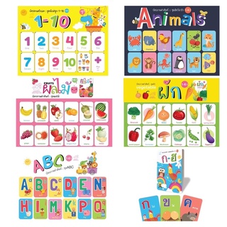 ถูกที่สุด!!! Flash card เลือกหมวดได้ ผลไม้ สัตว์ ABC ผัก ก-ฮ ยานพาหนะ ภาพใหญ่ กระดาษหนา สีสันสดใส การ์ดคำศัพท์