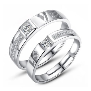 TANITTgems แหวนคู่ แหวนคู่รักรวมอักษรLOVEประดับเพชรน้ำงาม#1050