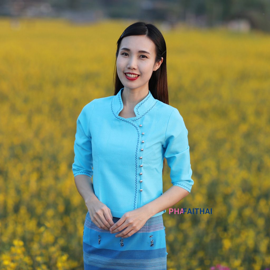 50306 เสื้อผ้าฝ้ายอัดกาว วิสาระดี สีฟ้า