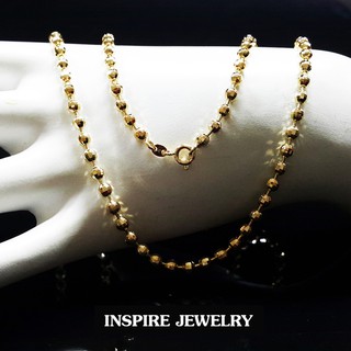 Inspire Jewelry สร้อยคอเม็ดอิตาลี สีทองชมพู pink gold  ยาว 24 นิ้ว งานแบบร้านทองตัดลายวิ้งๆ