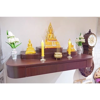 หิ้งพระติดผนัง สไตล์โมเดิร์น Size L สำหรับพระ 3 องค์ วัสดุบิ้วอิน