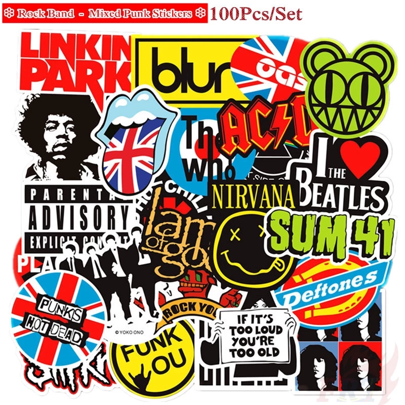 100Pcs/Set ❉ HipHop Punk . Rock Band Series A Stickers ❉ Music Fans Collection DIY Fashion Waterproof Doodle Decals Stickers