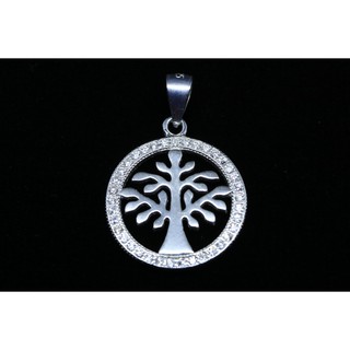 SWEET 16 จี้แฟชั่นเกาหลี เงิน 925 /Korean Fashion Pendant 925 Sterling Silver Tree in a Circle with CZ Diamonds_AS3747-P