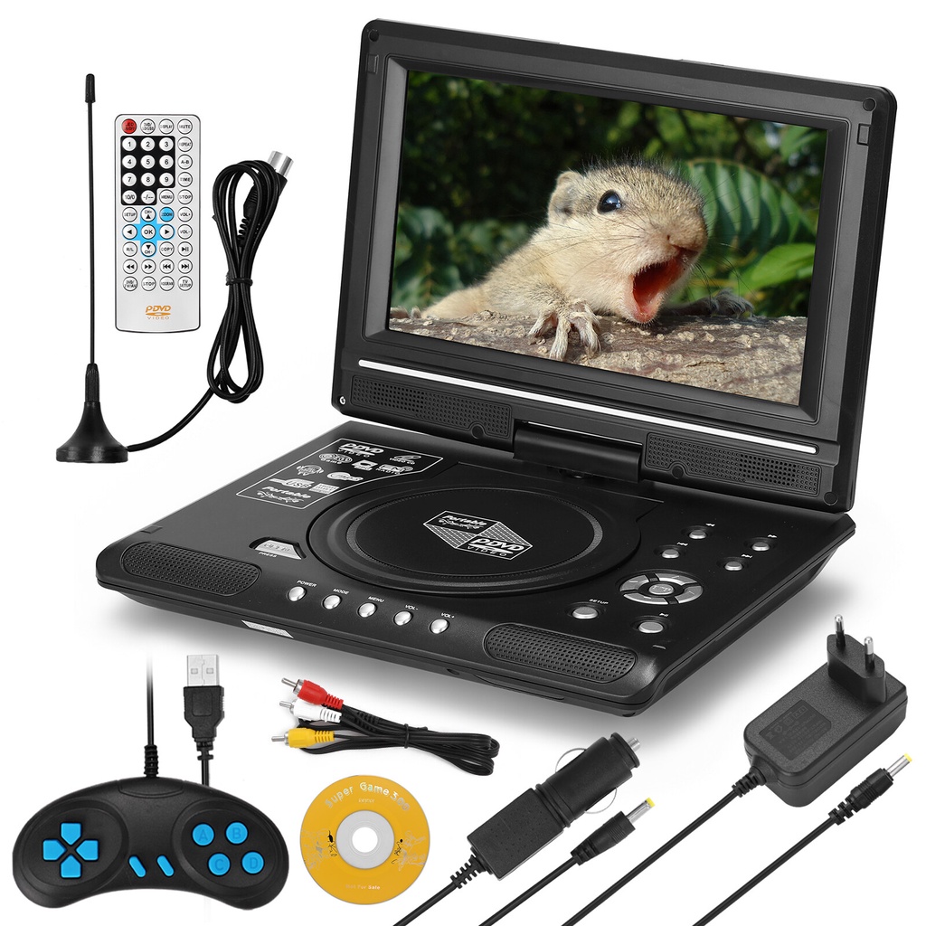 DVD PLAYER PORTABLE 9.8นิ้วความละเอียดสูงเครื่องเล่นดีวีดีทีวีแบบพกพา VCD MP3 MPEG Viewer ที่ถือเกมและซีดีคอมแพค+