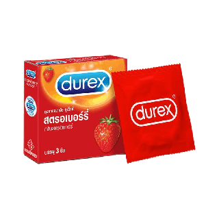 Durex ดูเร็กซ์ ถุงยางอนามัย สตอเบอร์รี่ 3 ชิ้น 1 กล่อง