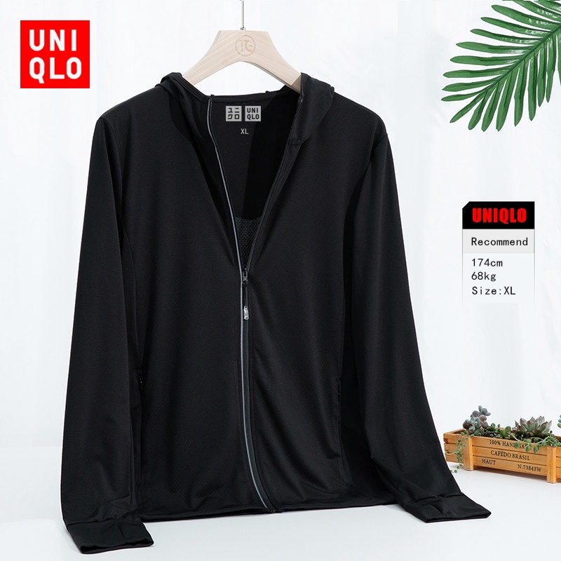 พร้อมสต็อก M-5XL Uniqlo เสื้อคลุมกันแดด เสื้อแจ็คเก็ตสตรีมีฮู้ดกันลมและกันแดด เสื้อกีฬาระบายอากาศ