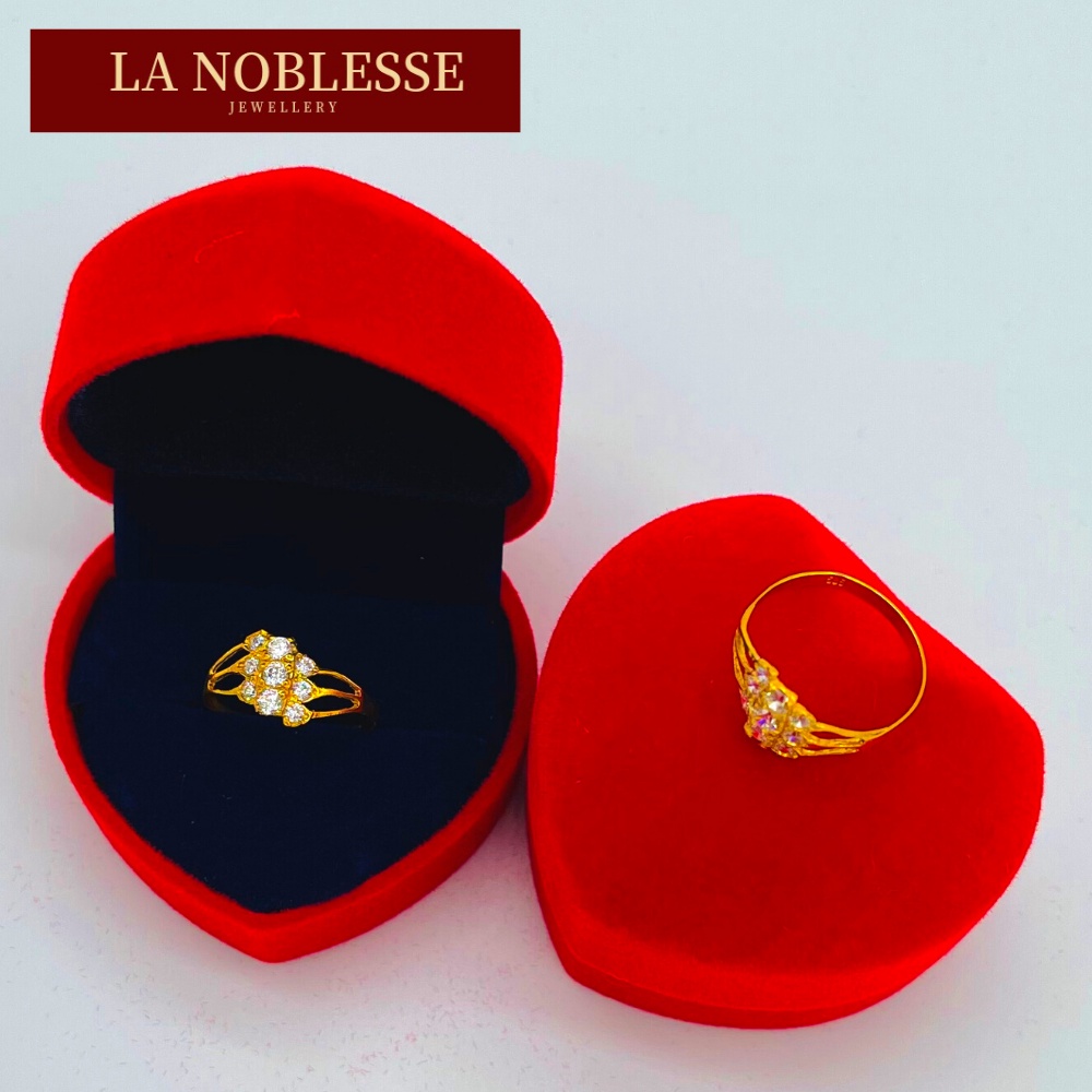 Emas 585 Cincin 3 ชั้น Batu Gold 585 แหวน 3 ชั้นหิน Casual Emas Tulen