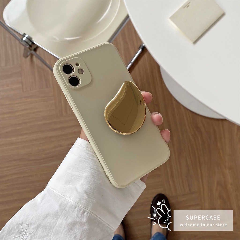 เคสโทรศัพท์มือถือ TPU นิ่ม เนื้อโลหะเหลว เรียบง่าย พร้อมขาตั้ง สําหรับ Samsung Galaxy S22 S21 S20 S10 Plus Ultra Lite FE + 2020 Note 20 Ultra 10 Plus Lite A72 A33 5G