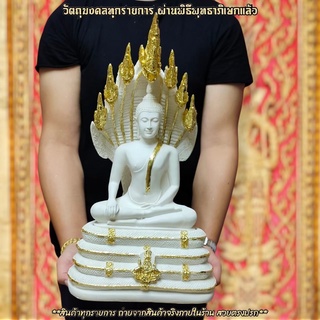 พระนาคปรก สีขาวปิดทองงดงาม หน้าตัก9นิ้ว องค์ใหญ่มาก บูชาแล้วชีวิตเจริญรุ่งเรือง ทำสิ่งใดก็เริ่มเย็นเป็นสุข พญานาคคุ้มครอ