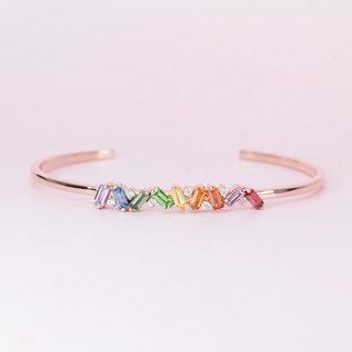 กำไลพลอยแซฟไฟร์สีรุ้ง พลอยแท้ ตัวเรือนเงินแท้ Sapphire bangle rainbow