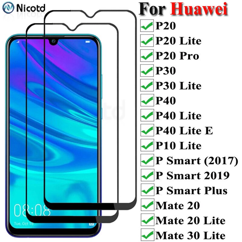 กระจกนิรภัยสําหรับ Huawei P40 P30 P20 Lite Pro PSmart 2019 กระจกป้องกันสําหรับ Huawei Mate 20 30 Lite ป้องกันหน้าจอ