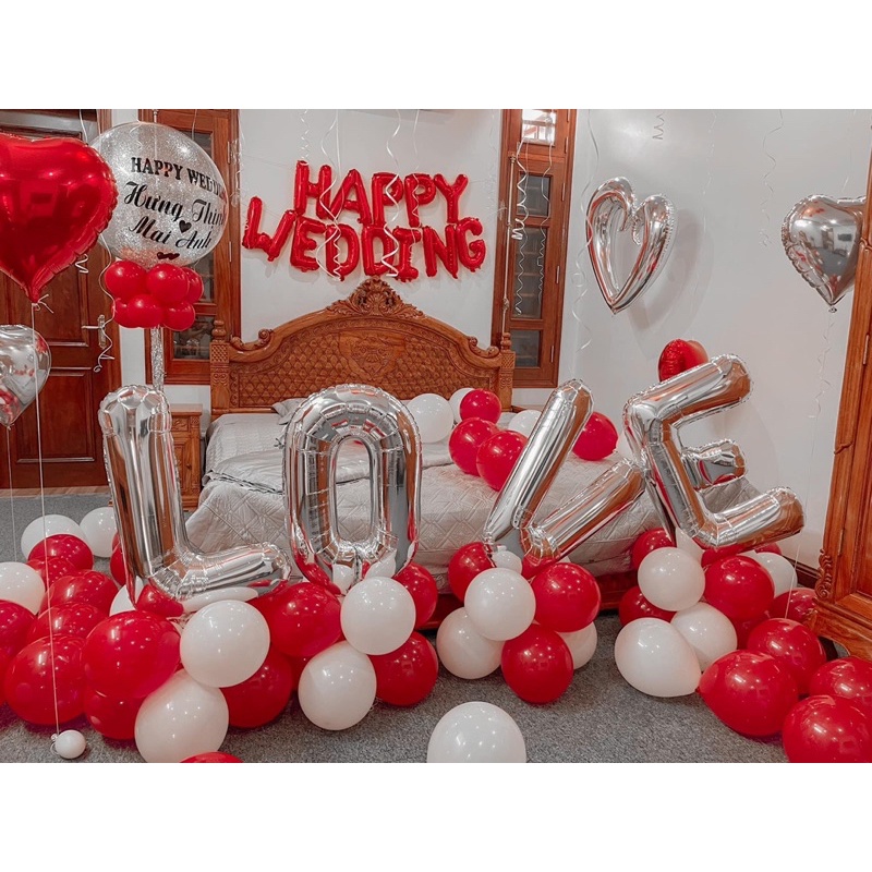 [HPWD] RED SILVER TONE WEDDING ROOM DECORTATION CLAY (แถมปั๊มกาว) [ DC 021 ]