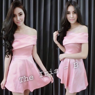 Mini Dress ทรงปาดไหล่กระโปรงบาน (โอรส)