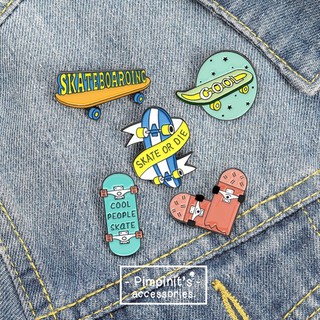 🇹🇭 พร้อมส่ง : 🛹 เข็มกลัดเซ็ทสเก็ตบอร์ดห้าสไตล์ | Five Styles Skateboard Enamel Brooch Pin Set.