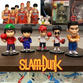 เซต สแลมดั้ง 5ตัว ฐานดำ ชุดไปรเวท  SD 10-12cm slam dunk โมเดล