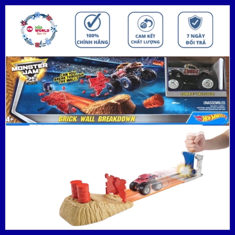 Hot Wheels Monster Jam Brick Wall Breakdown CCP72 Racing Track Set.