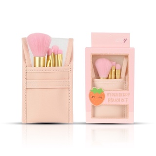 Ashley Strawberry Brush set #AA-215 : แอชลี่ย์ เซ็ต แปรงแต่งหน้า 5 ชิ้น  svl