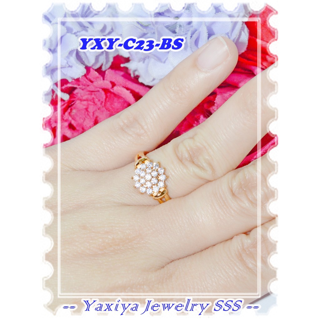 Original Yaxiya ยี่ห้อ K18 YXY-C23-BS Clover Gold Plated แหวน