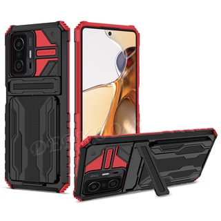 เคสโทรศัพท์ Xiaomi Mi 11T / Mi 11T Pro / Redmi 10 Note 10 10s Pro POCO M3 Pro Phone Case Shockproof Armor Hard Case With Credit Card Slot and Stand Function Back Cover เคส Mi 11T 11TPro Casing