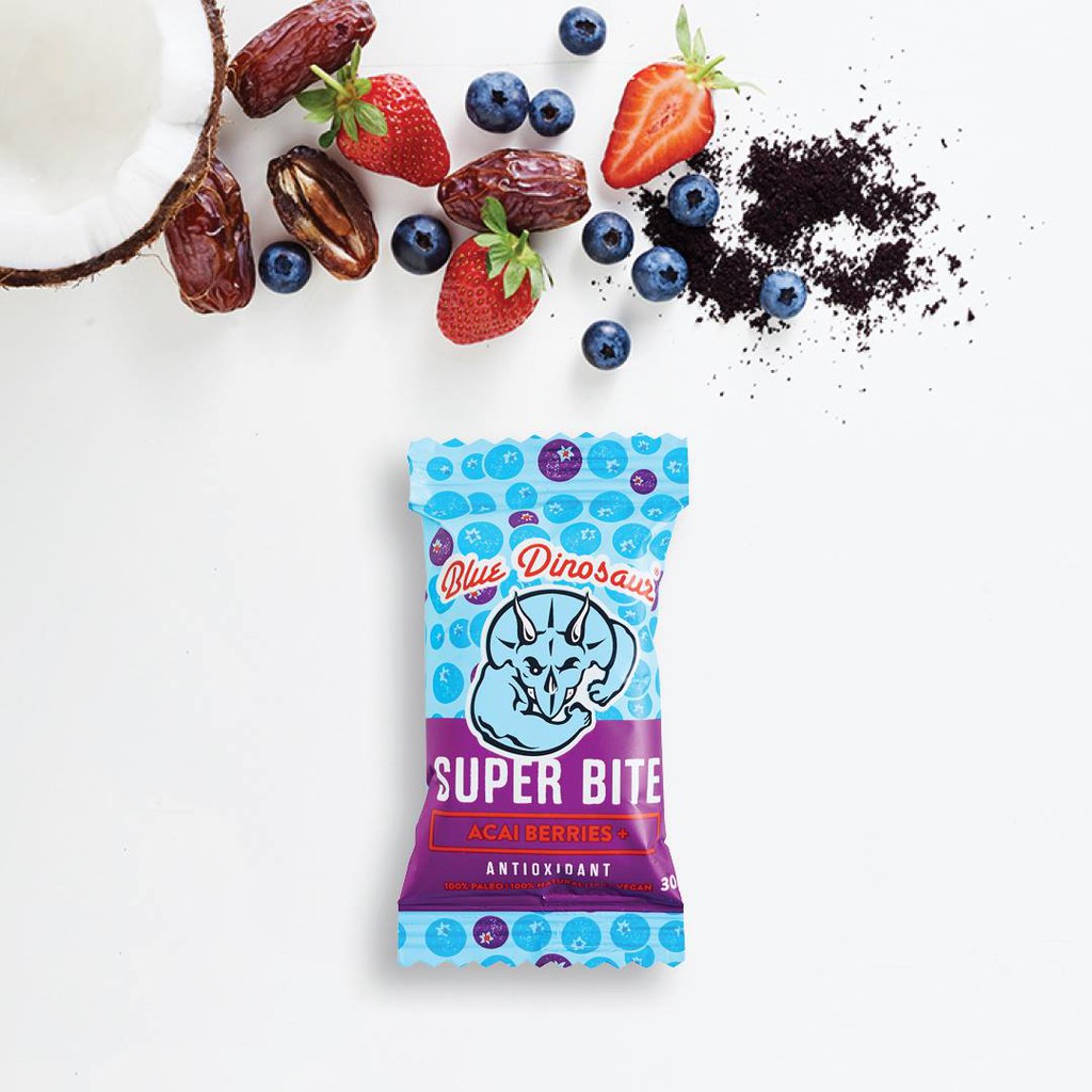 ส่งฟรี ร้านไทย Blue Dinosaur Super Bite Bar Acai Berries บาร์ Acai (30g x 18 Bars)  มีเก็บปลายทาง