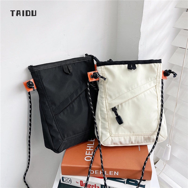 Taidu Women Cargo Crossbody Bag Small Square Bag Japanese Style Ins Canvas Bag Shoulder Bag