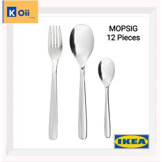 IKEA ช้อนส้อม สแตนเลสสตีล ชุดช้อนส้อม ช้อนชา ตราอิเกีย [MOPSIG,ม็อปซิก]