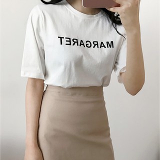 เสื้อยิดสกีนลายตัวอักษร สีขาวเรียบหรูดูแพง