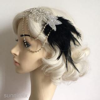 [SUNNIMIX]  Bridal Party Headband Retro Feather Headpiece Flapper Chain Hairband